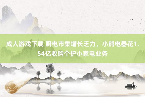 成人游戏下载 厨电市集增长乏力，小熊电器花1.54亿收购个护小家电业务