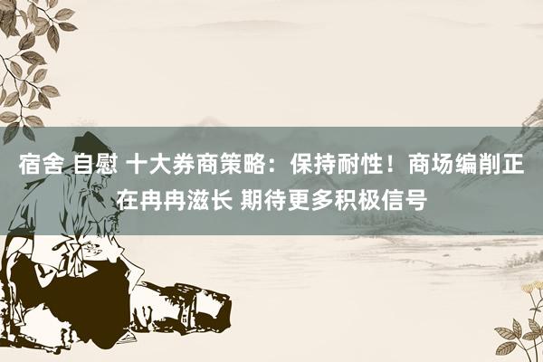 宿舍 自慰 十大券商策略：保持耐性！商场编削正在冉冉滋长 期待更多积极信号