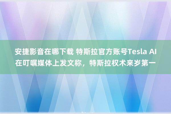 安捷影音在哪下载 特斯拉官方账号Tesla AI在叮嘱媒体上发文称，特斯拉权术来岁第一