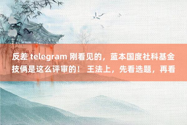 反差 telegram 刚看见的，蓝本国度社科基金技俩是这么评审的！ 王法上，先看选题，再看