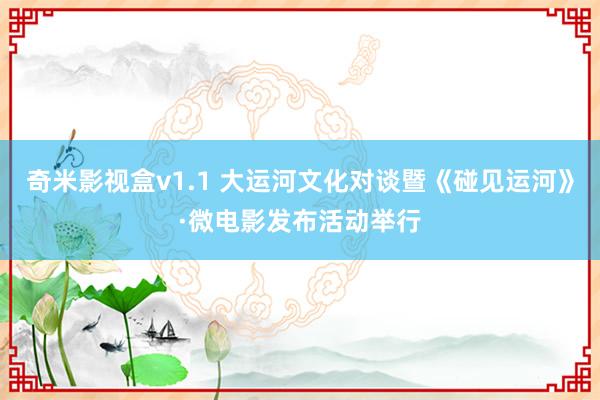 奇米影视盒v1.1 大运河文化对谈暨《碰见运河》·微电影发布活动举行