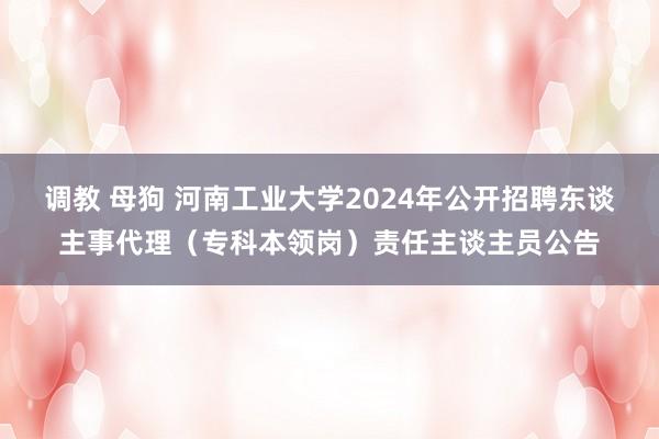 调教 母狗 河南工业大学2024年公开招聘东谈主事代理（专科本领岗）责任主谈主员公告